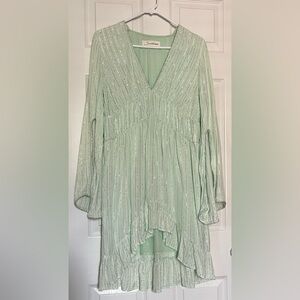 REVOLVE Sundress The Label Roma Pool/Seafoam Dress Metallic Stripe Sequins XS/S